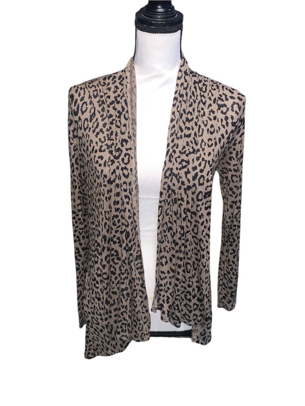 Namu Leopard Print Open-Front Women's Cardigan Sweater Lightweight Brown Black